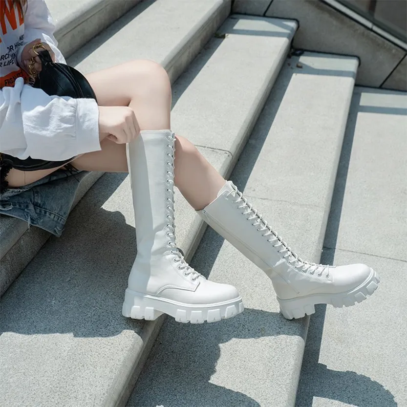 Funki Buys | Boots | Women's Knee-High Platform Lace Up Boot