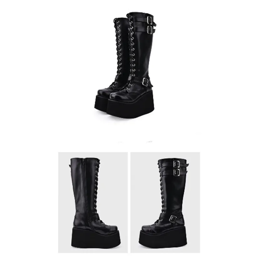 Funki Buys | Boots | Women's Punk Gothic Platform Wedge Boot