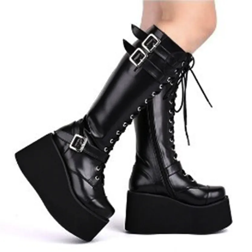 Funki Buys | Boots | Women's Punk Gothic Platform Wedge Boot