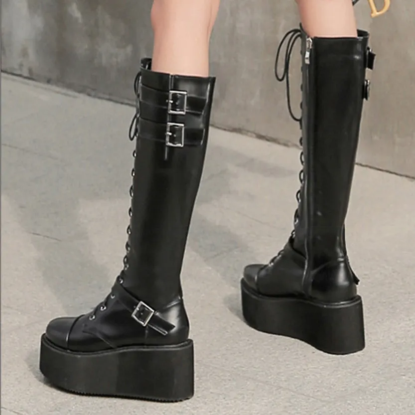 Funki Buys | Boots | Women's Punk Gothic Platform Wedge Boot