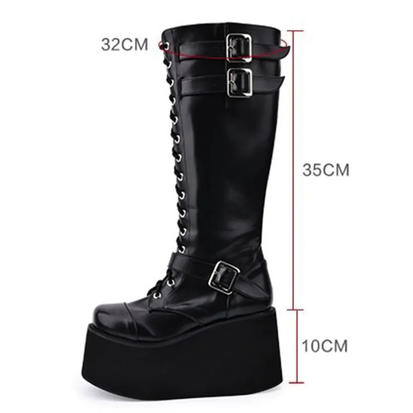 Funki Buys | Boots | Women's Punk Gothic Platform Wedge Boot