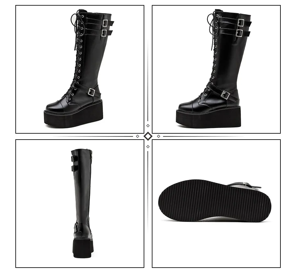 Funki Buys | Boots | Women's Punk Gothic Platform Wedge Boot