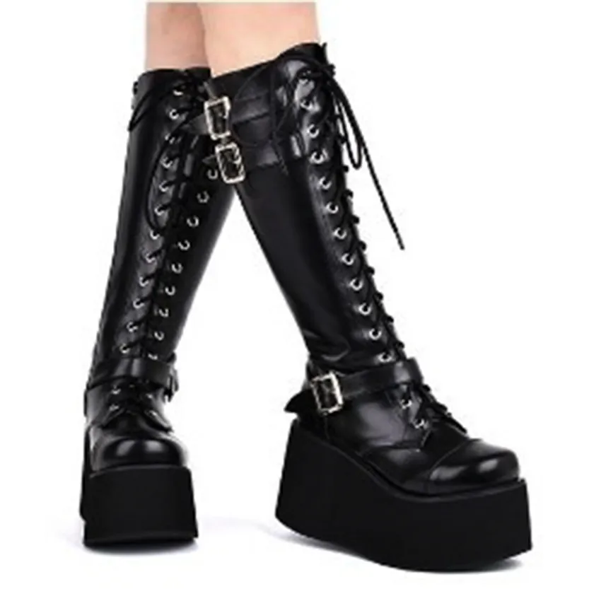 Funki Buys | Boots | Women's Punk Gothic Platform Wedge Boot