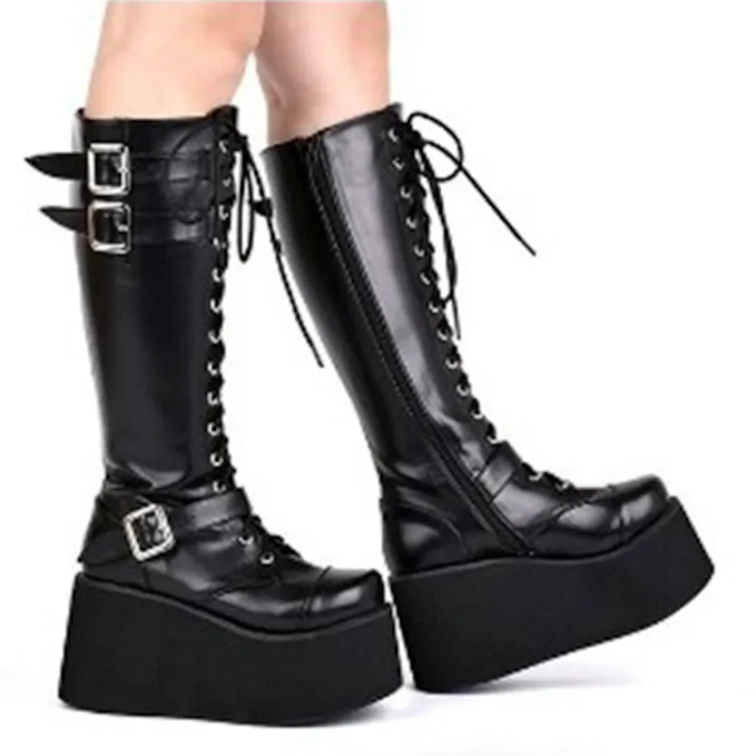 Funki Buys | Boots | Women's Punk Gothic Platform Wedge Boot