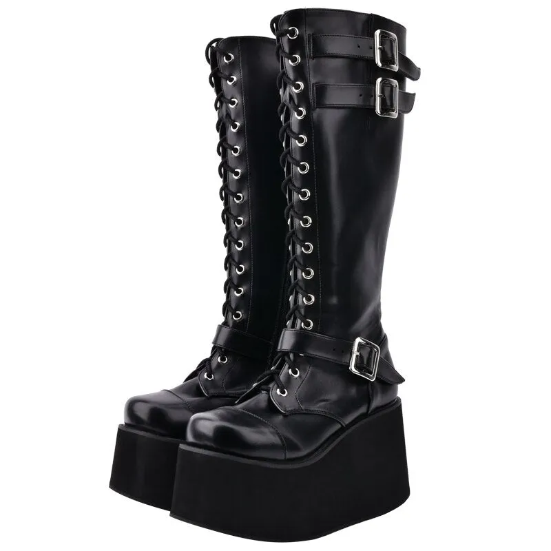 Funki Buys | Boots | Women's Punk Gothic Platform Wedge Boot