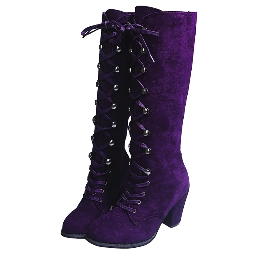 Funki Buys | Boots | Women's Suede Lace Up Steampunk Boots