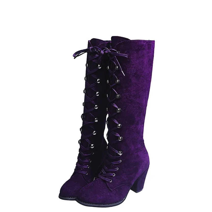 Funki Buys | Boots | Women's Suede Lace Up Steampunk Boots