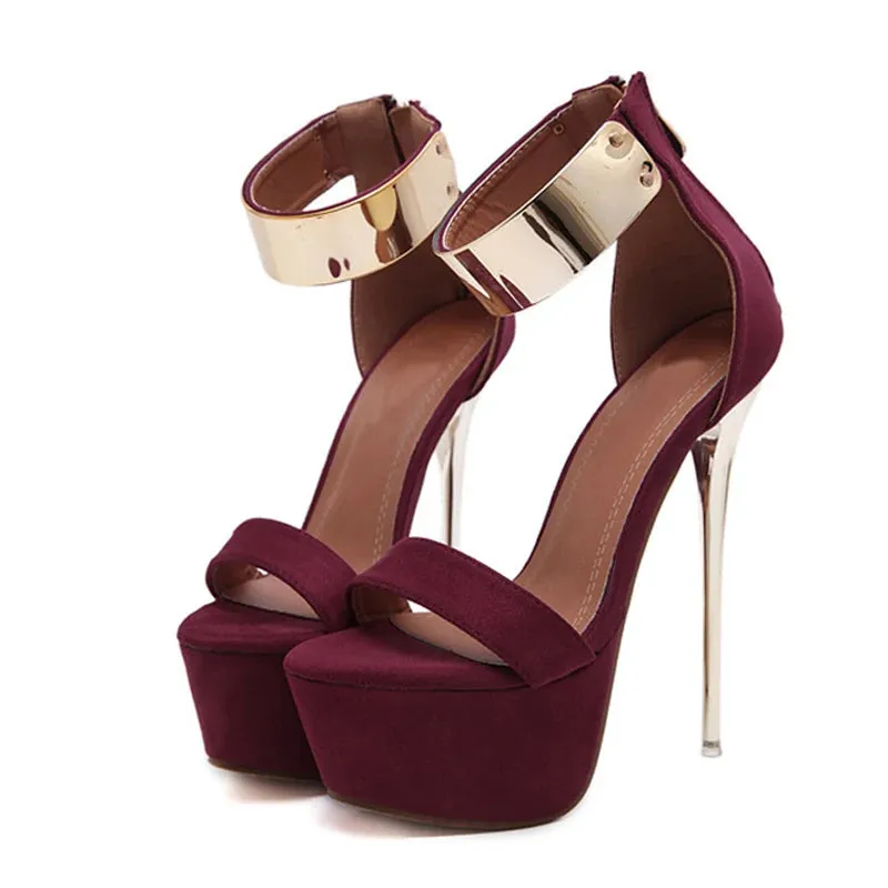 Gold ankle strap super high heel Sandals