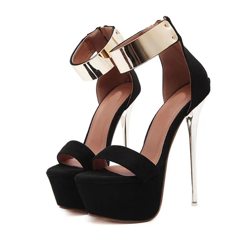 Gold ankle strap super high heel Sandals