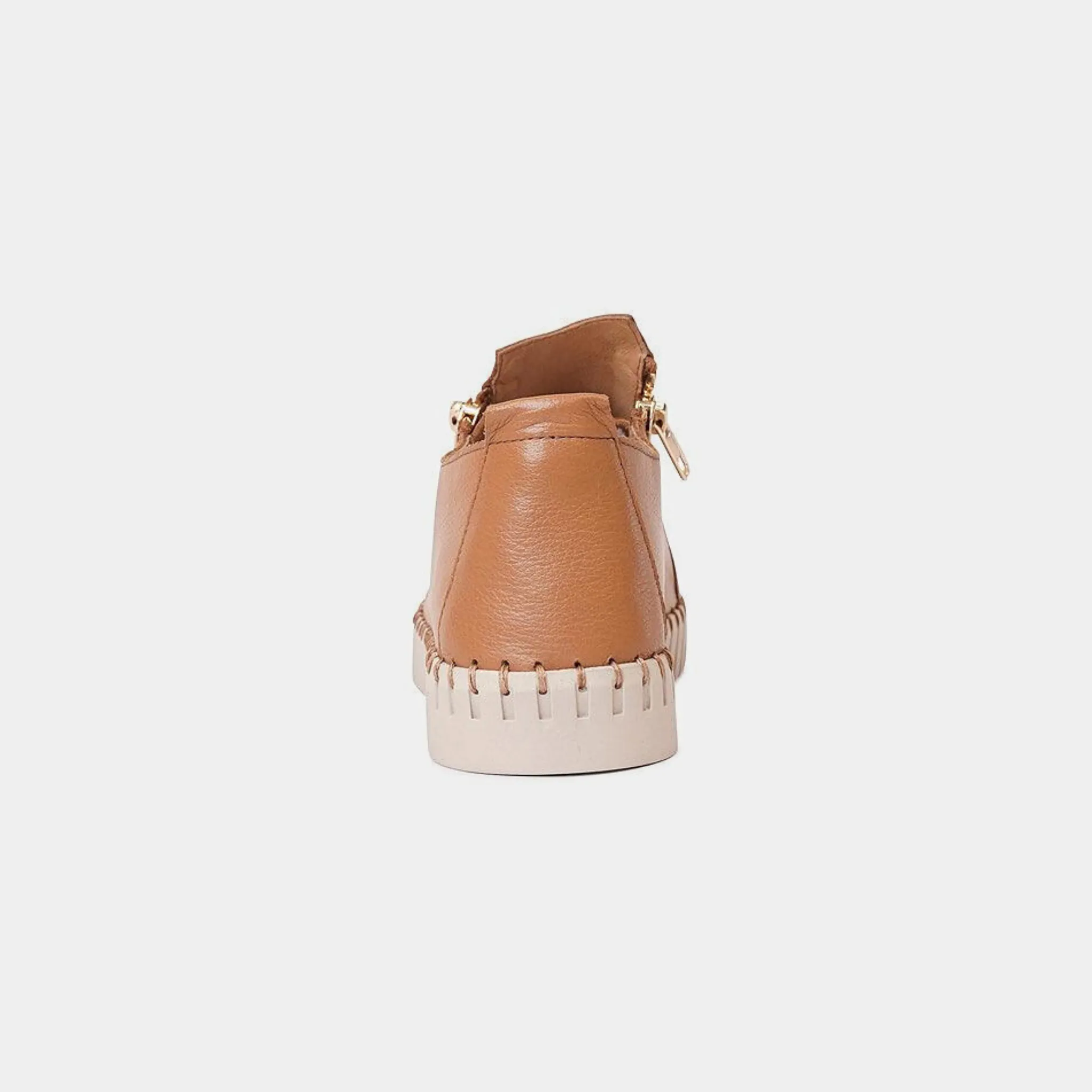 Havika Dark Tan/Almond Sole Leather Sneakers