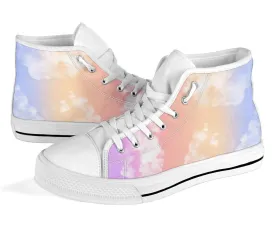 High Top Sneakers - Cloudy (White) | Custom Sneakers Women, Custom Women's Sneakers, Customized Sneakers, Woman's Colorful Sneakers