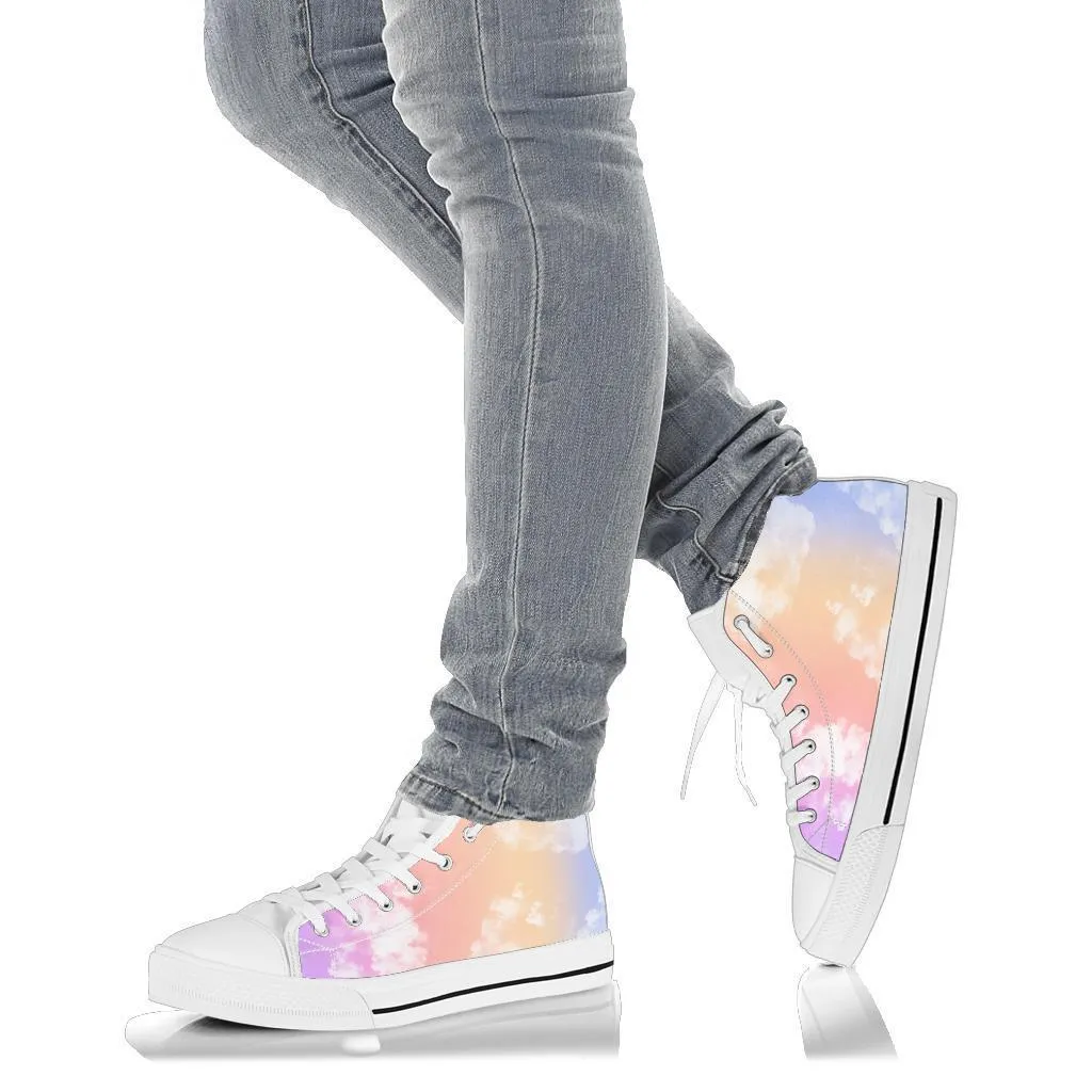 High Top Sneakers - Cloudy (White) | Custom Sneakers Women, Custom Women's Sneakers, Customized Sneakers, Woman's Colorful Sneakers