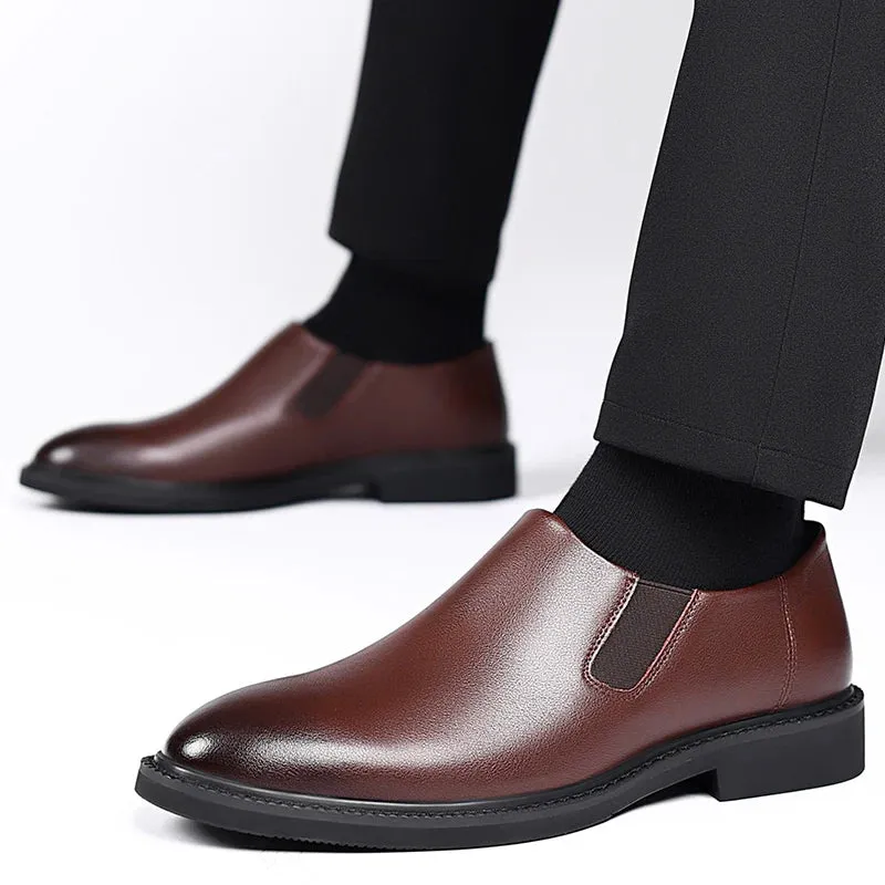 Hnzxzm New Fashion Loafers Pointed Matte Bean Shoe Men Lazy Shoes Hairstylist Leather Shoes Black Brown Size 38-44 Men Shoes