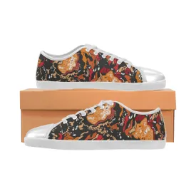 Kids Flames Doodle Print Canvas Low Top Shoes