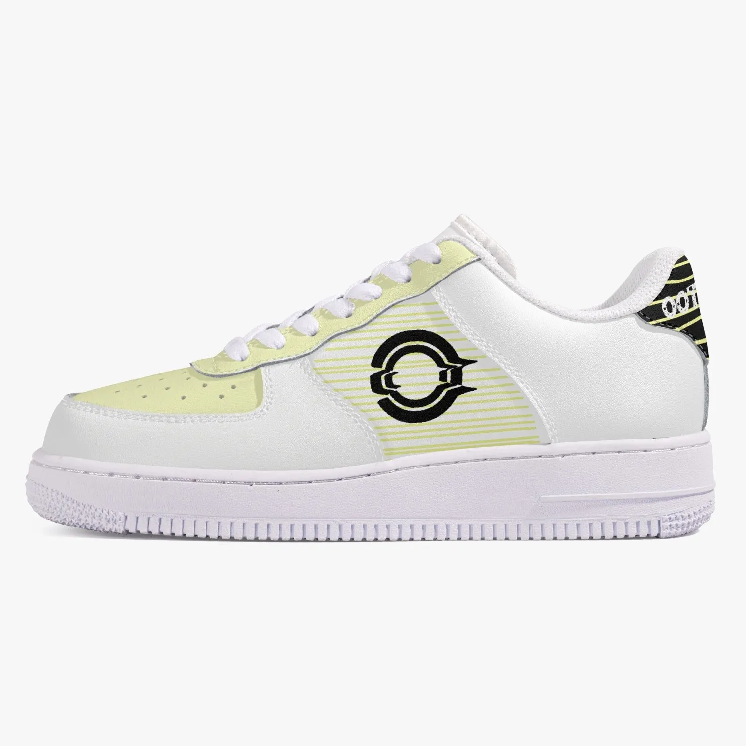 Low-Top Leather Sports Sneakers/ Yellow -Black logo