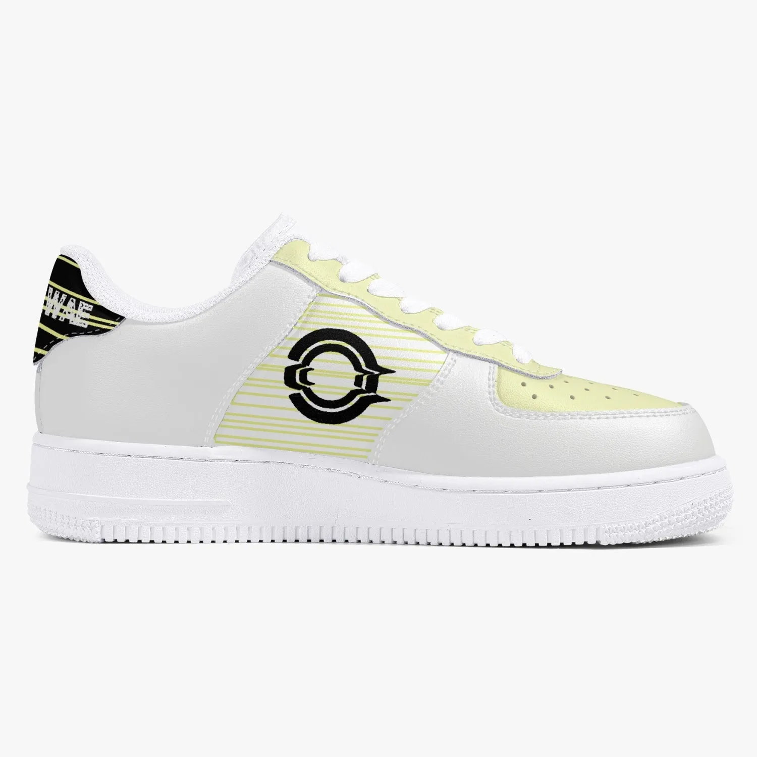 Low-Top Leather Sports Sneakers/ Yellow -Black logo