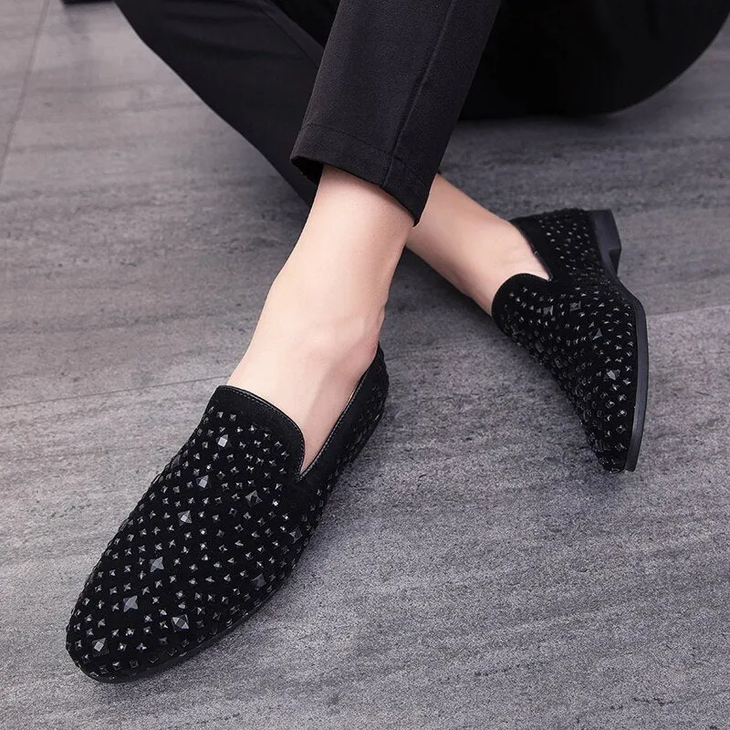 Men Loafers  Leather Shoes For Man slip on Dress Shoes Elegant Shoes Fashion Men's Flats club party shoes men Zapatos Hombre