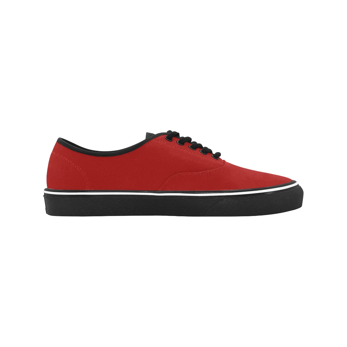 Men's Flaming Red Solids Print Low Top Canvas Shoes