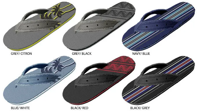 men's frayed upper flip flops with printed footbed Case of 36