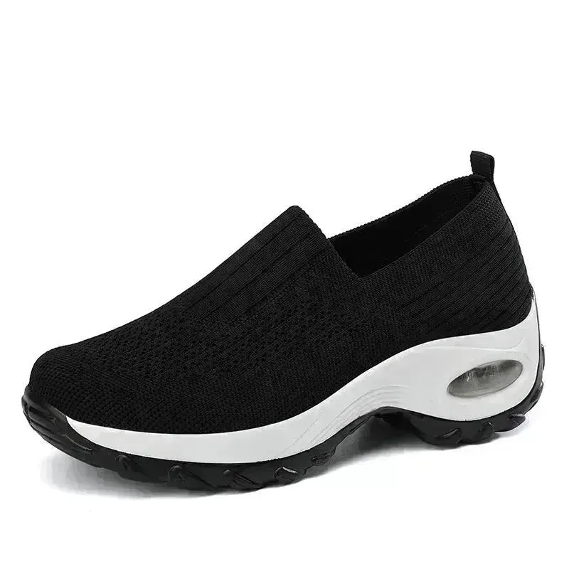 Mesh Sports Shoes Breathable Slip On Air Cushion Sneakers Casual Thick Bottom Heightened Shoes for Women