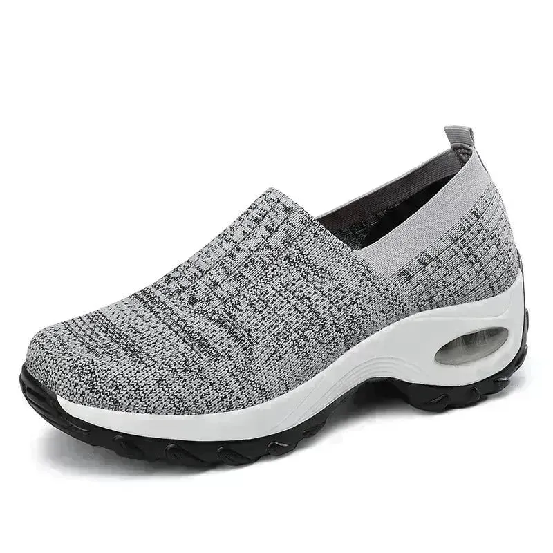 Mesh Sports Shoes Breathable Slip On Air Cushion Sneakers Casual Thick Bottom Heightened Shoes for Women