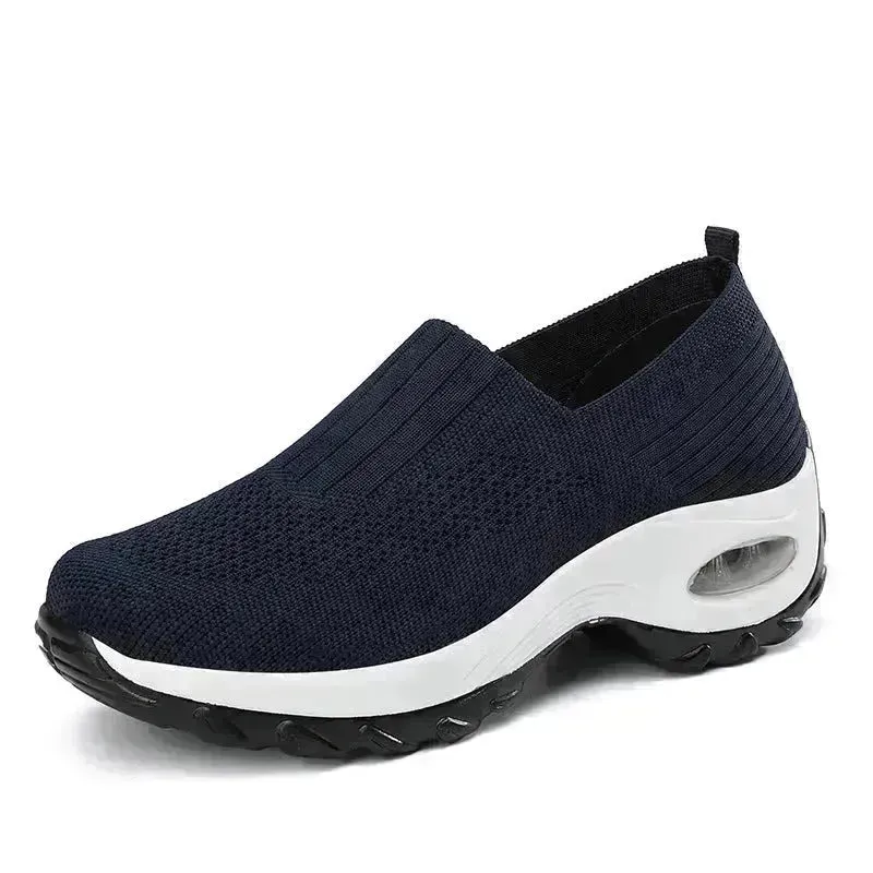 Mesh Sports Shoes Breathable Slip On Air Cushion Sneakers Casual Thick Bottom Heightened Shoes for Women