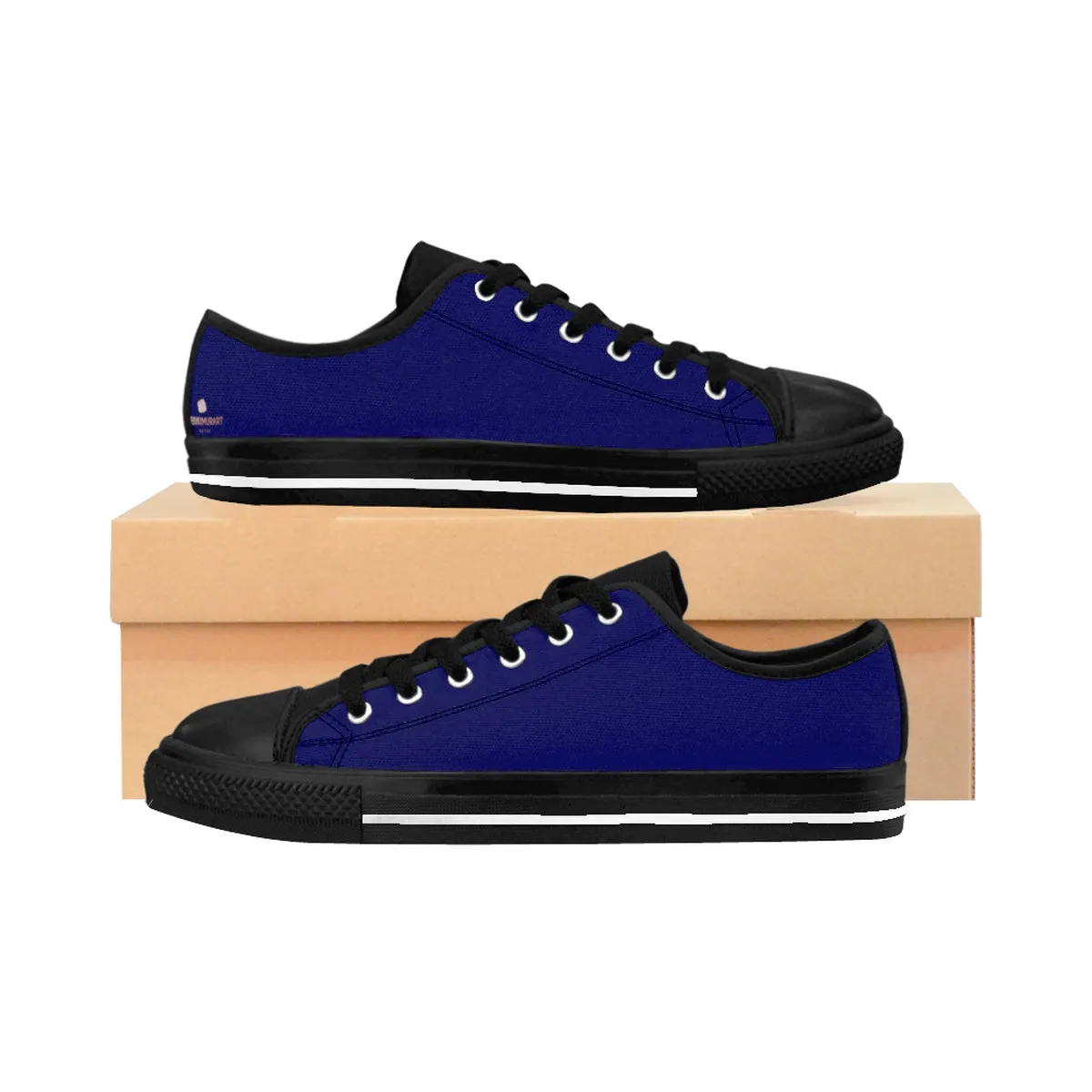 Navy Blue Ladies Low Tops, Solid Color Designer Low Top Women's Sneakers (US Size: 6-12)