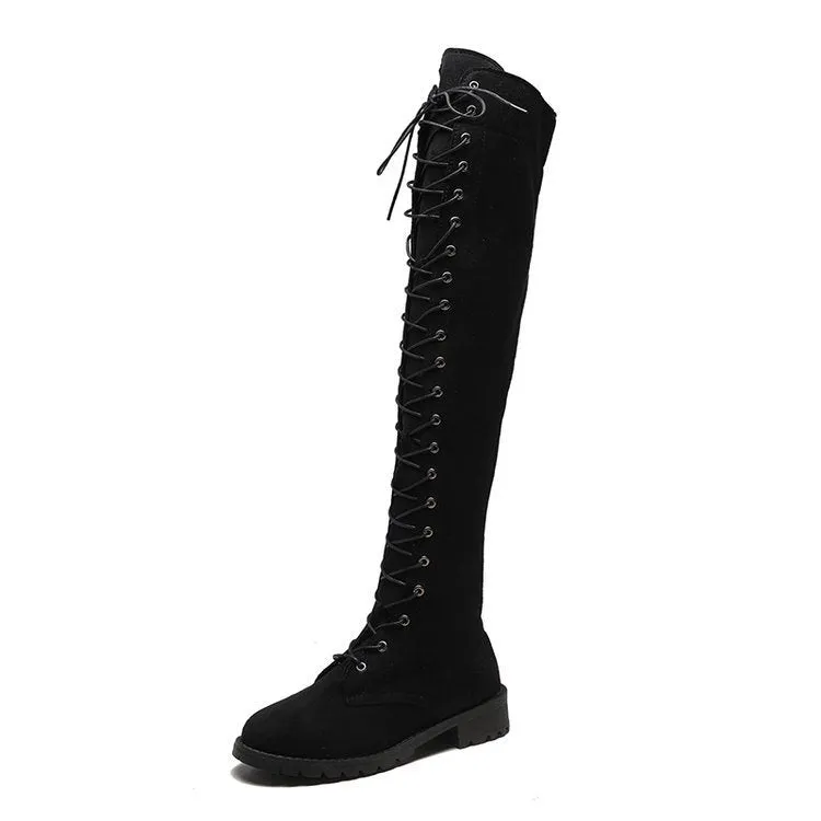 New Sexy Ladies Lace-up Over The Knee Boots Womens Plus Size Boots