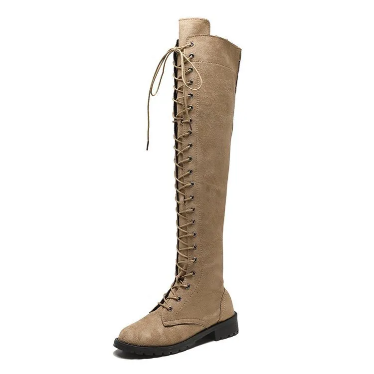 New Sexy Ladies Lace-up Over The Knee Boots Womens Plus Size Boots