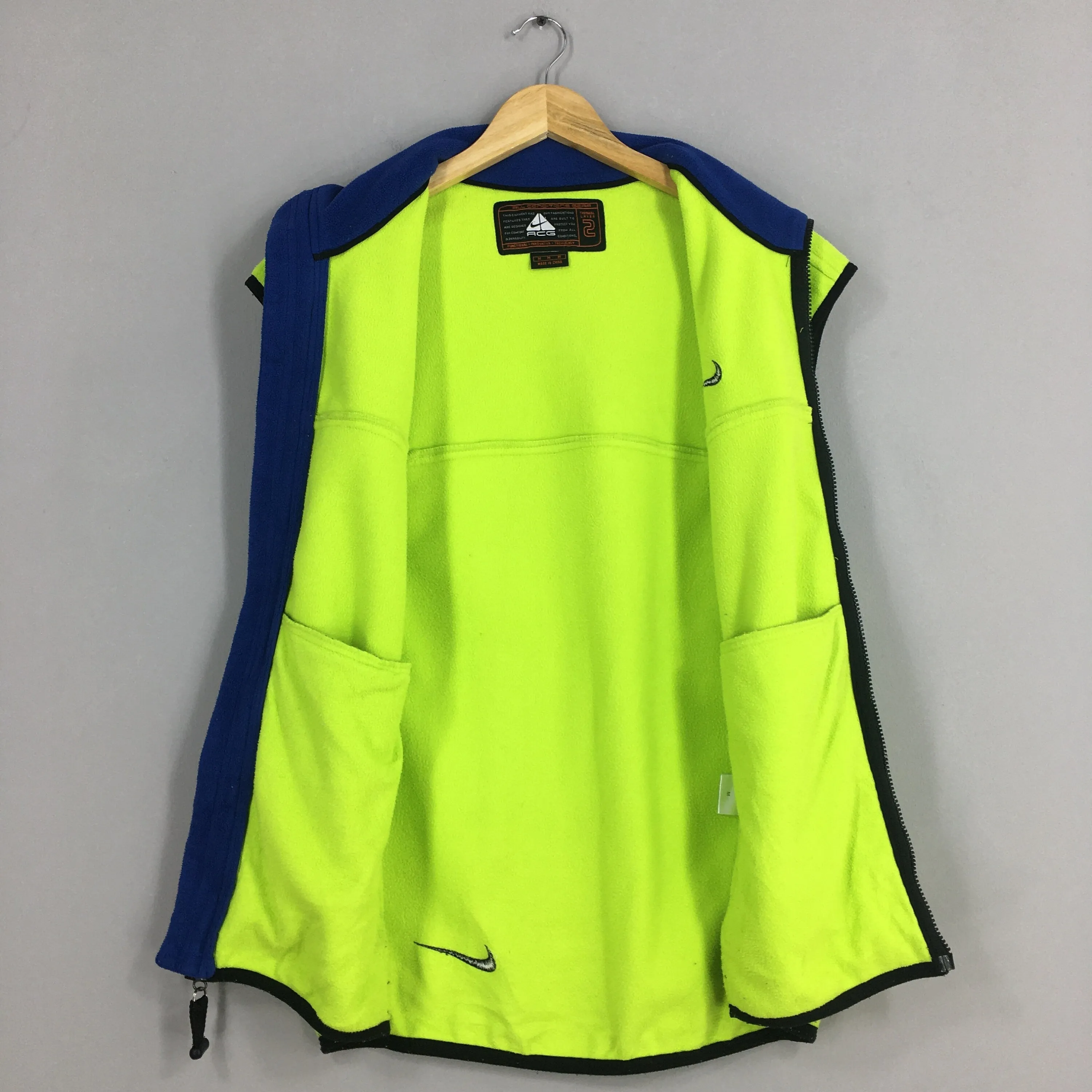 Nike Acg Fleece Neon Vest Jacket Medium