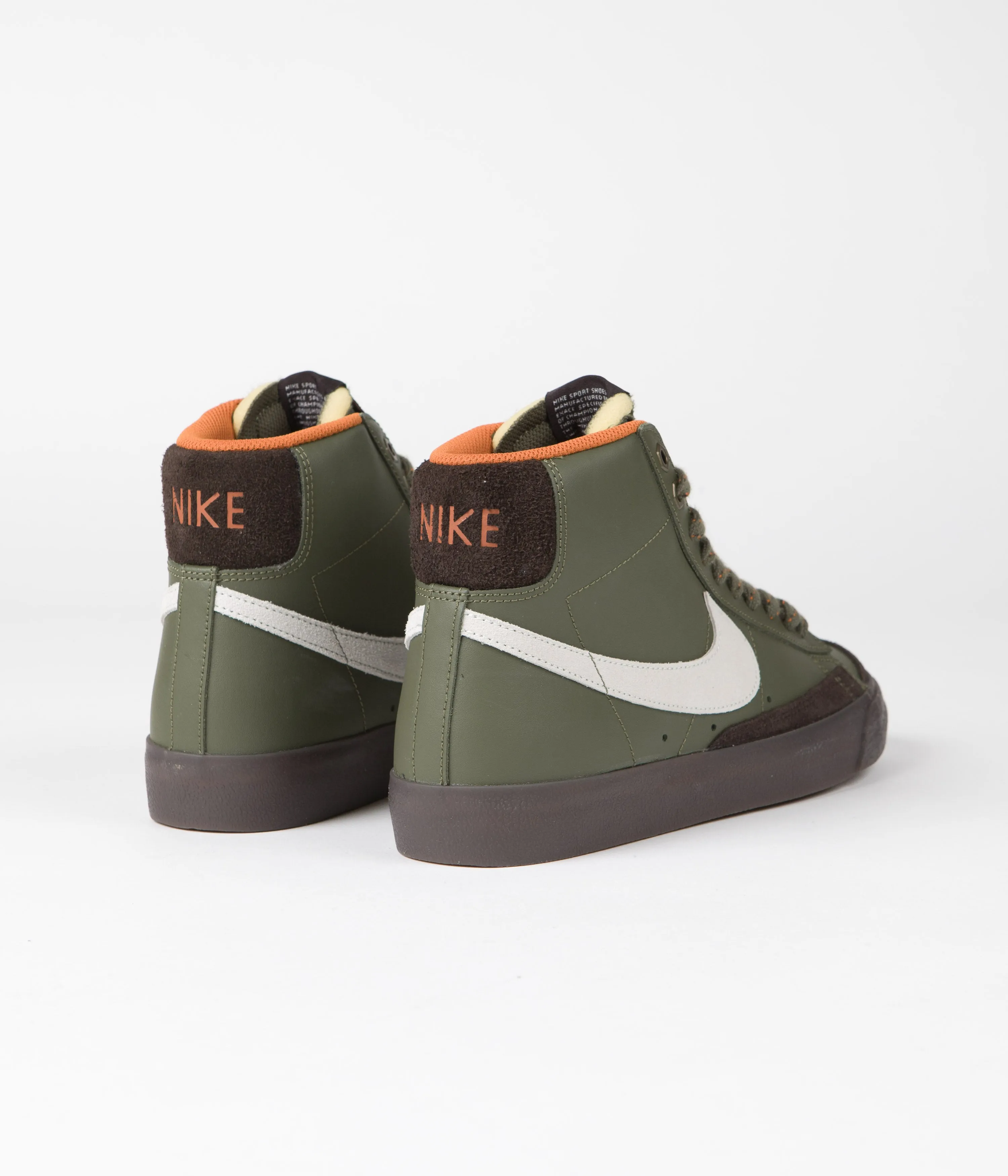 Nike Blazer Mid '77 Vintage Shoes - Army Olive / Summit White - Campfire Orange