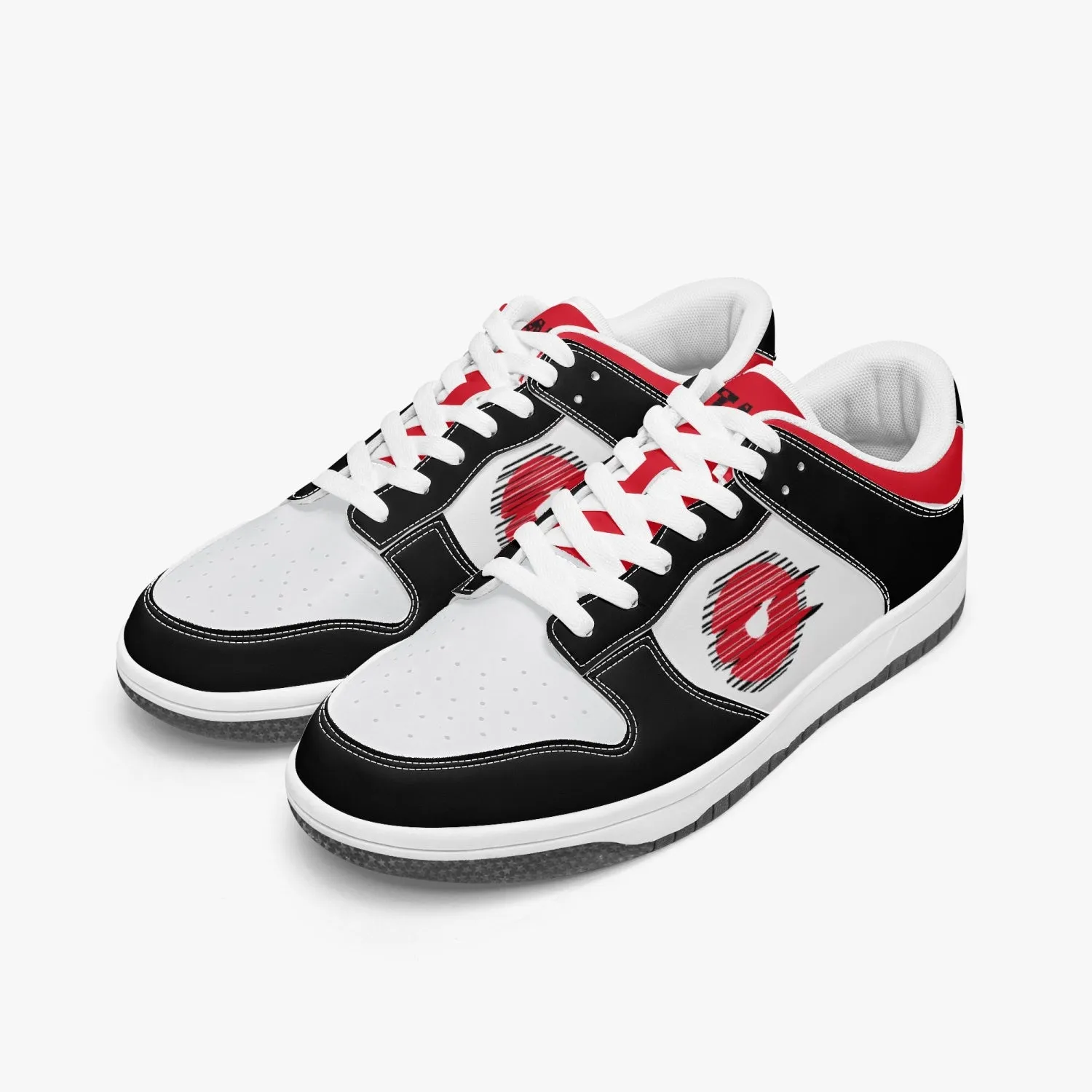 Ootamawae Dunk Stylish Low-Top Leather Sneakers Red & Black