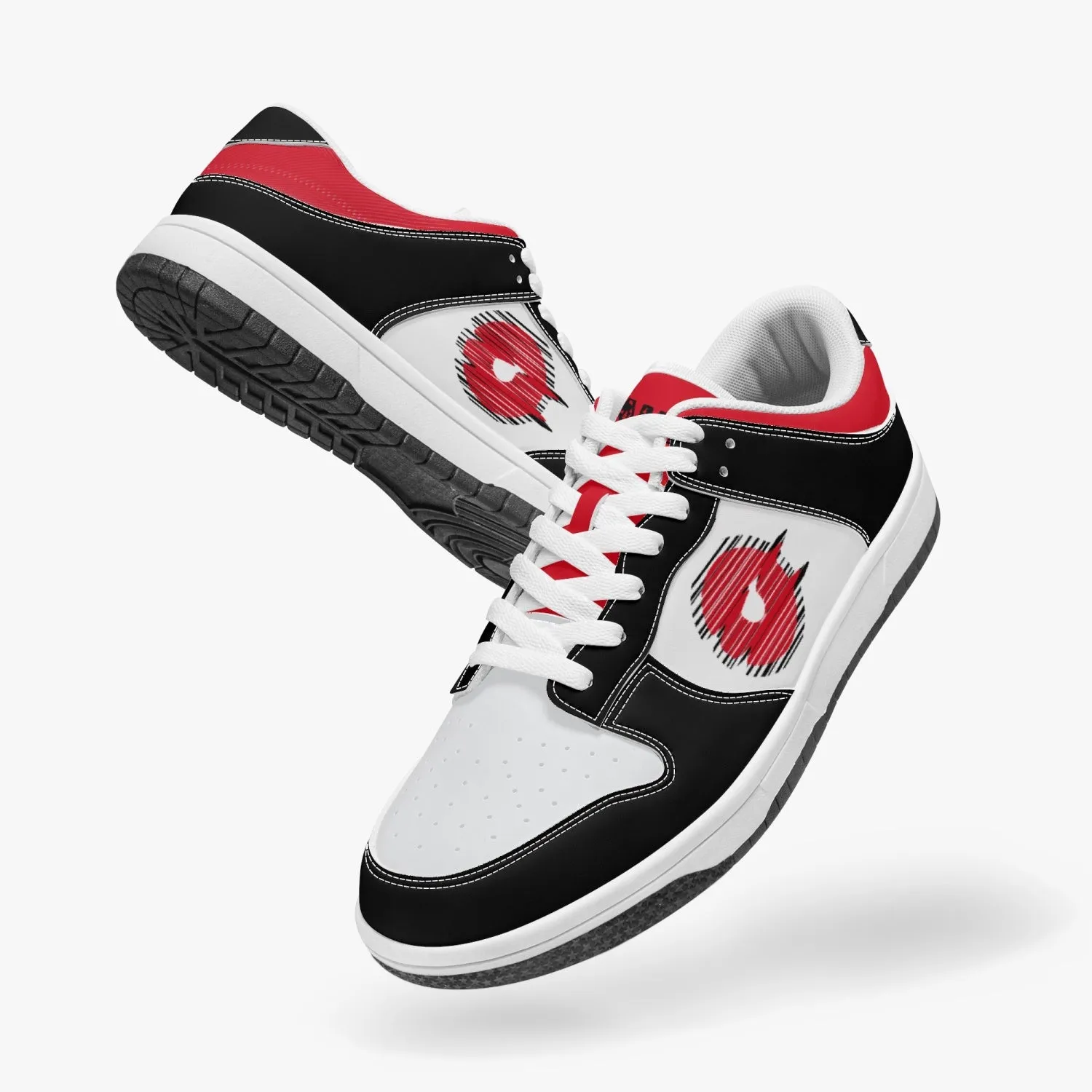 Ootamawae Dunk Stylish Low-Top Leather Sneakers Red & Black