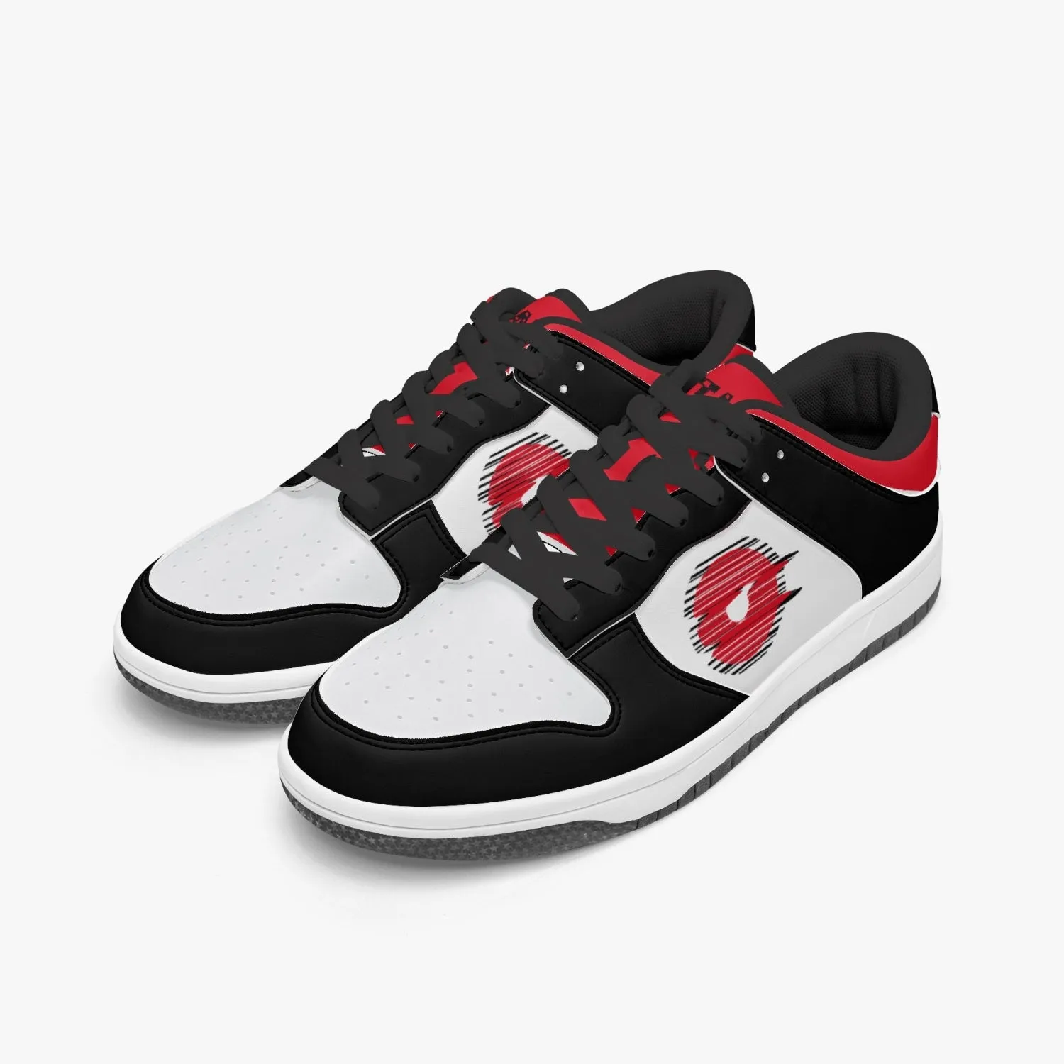 Ootamawae Dunk Stylish Low-Top Leather Sneakers Red & Black