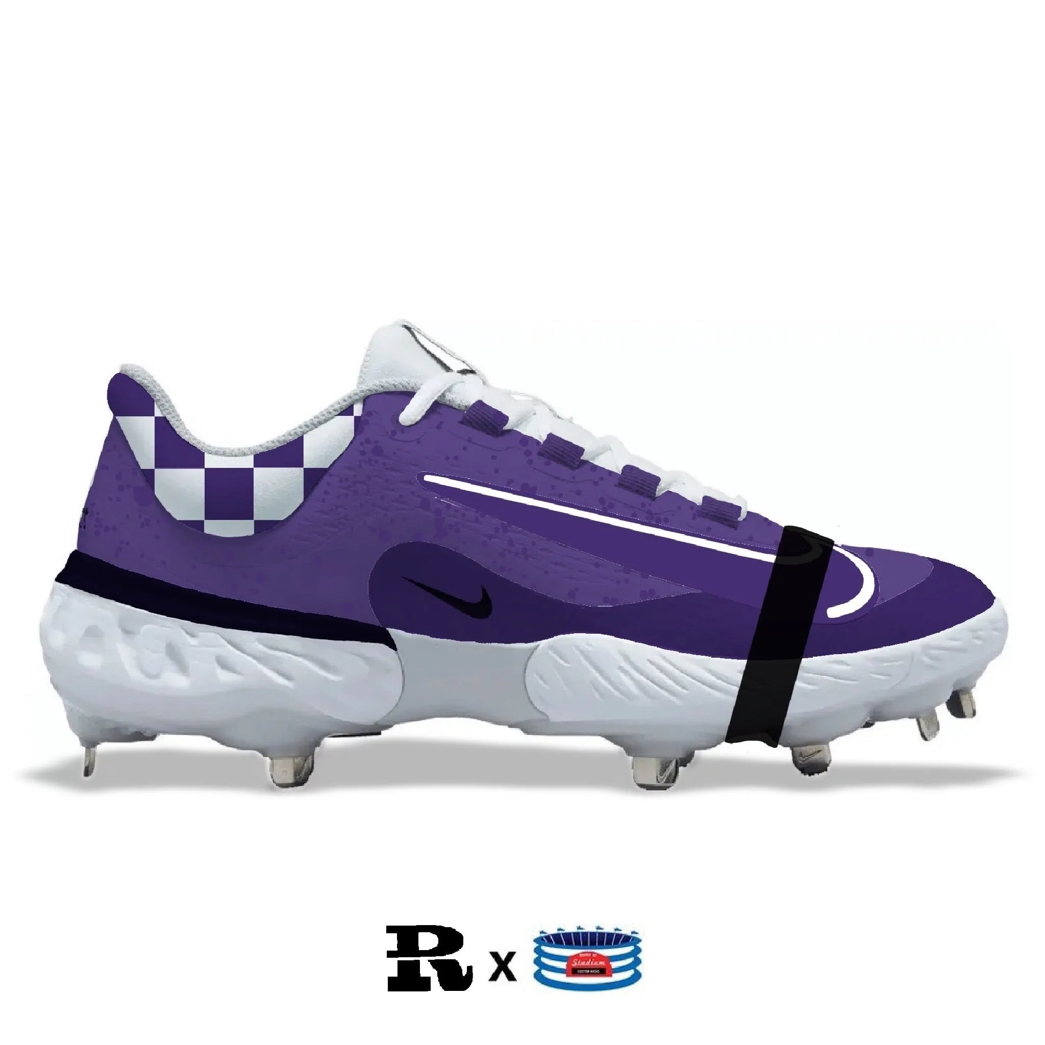 "Purple Lobster" Nike Alpha Huarache Elite 4 Low Cleats by Stadium Custom Kicks