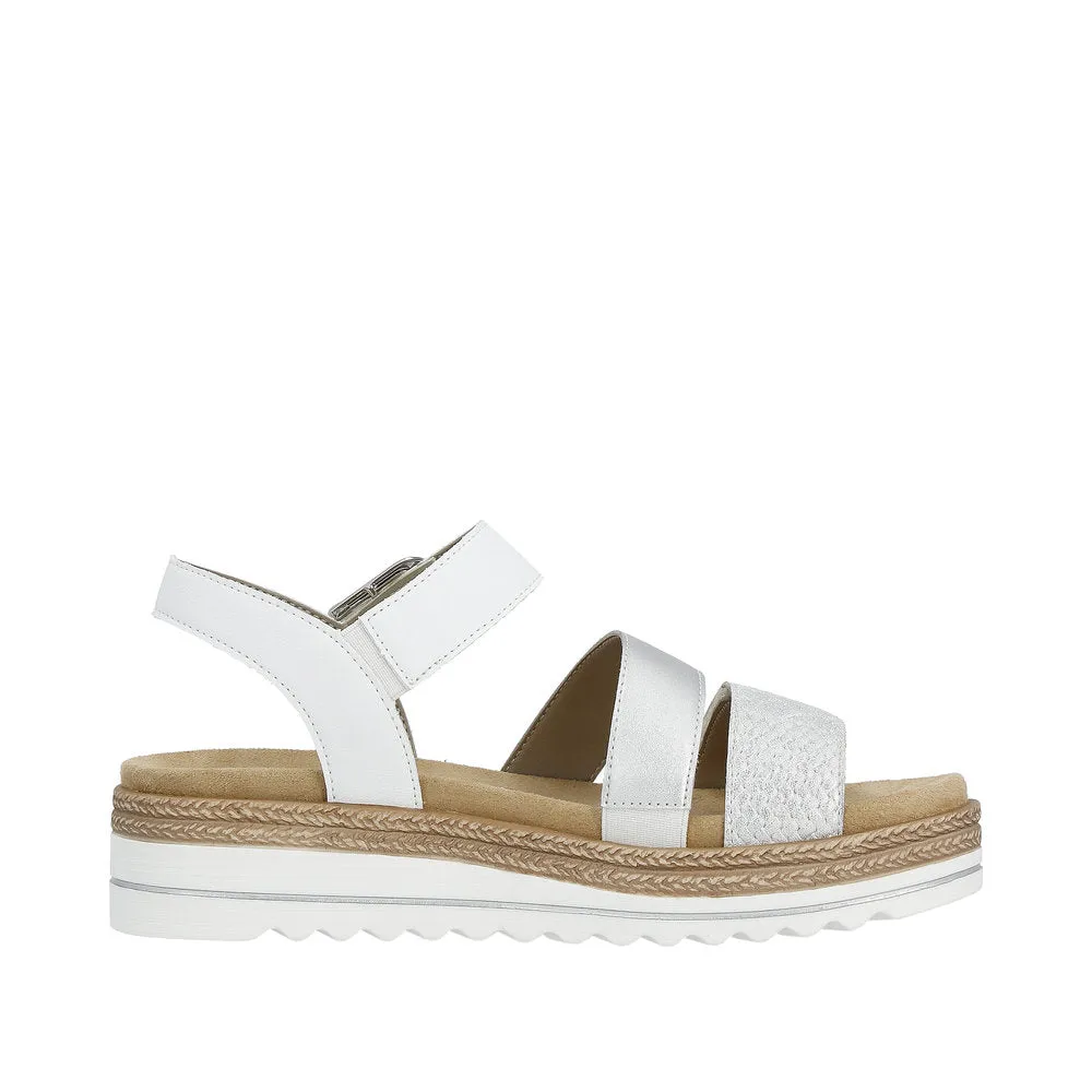 Remonte D0Q55-90 Odessa White And Silver Flatform Wedge Sandals