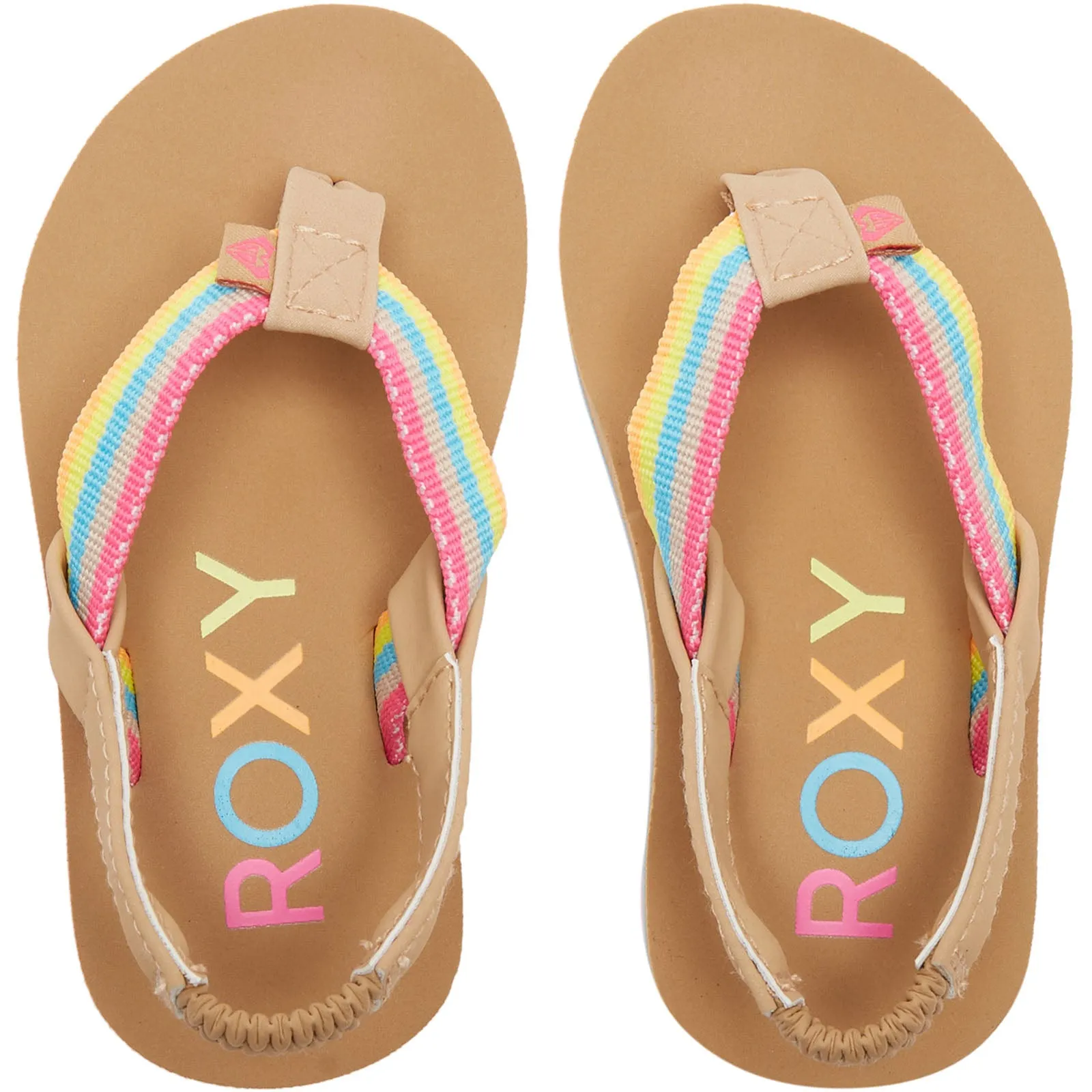 Roxy Infant Kids Colbee Strappy Floral Flip Flops Sandals - Multi