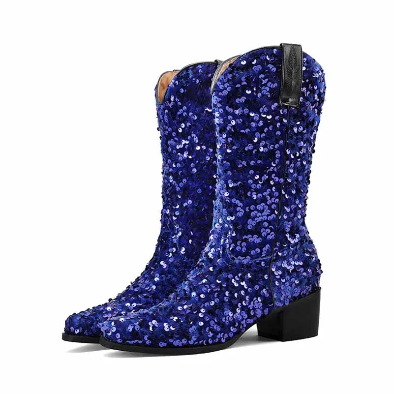 Sequins Pointed Toe Party Boots Twinkling