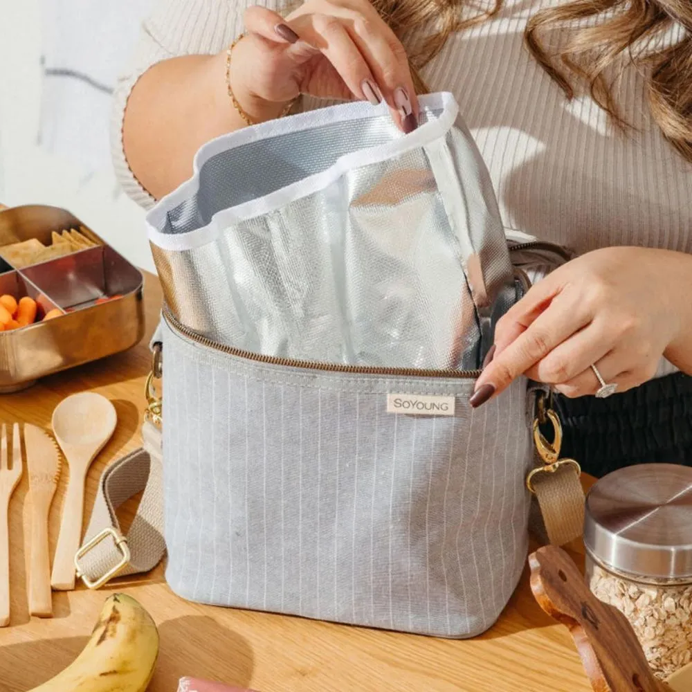 SoYoung Petite Linen Insulated Lunch Cooler Bag