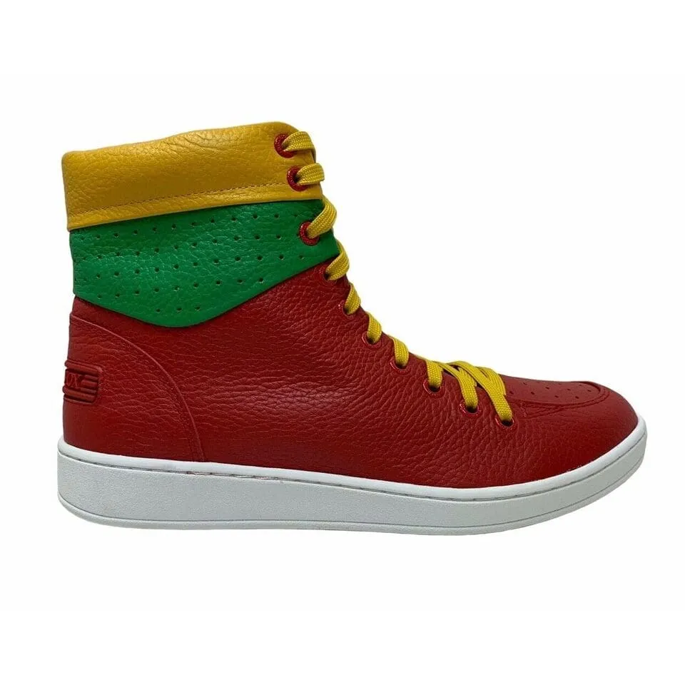 Travel Fox 900 Men's Red Yellow and Green Leather High Top Sneakers 916101-33