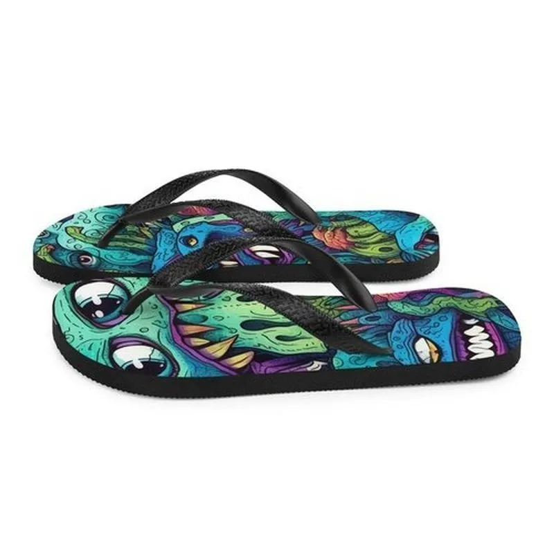 Trippy Monsters Flip-Flops, Summer Vibes Design