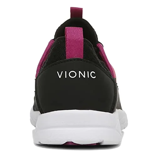 Vionic Women's Brisk Zeliya Slip-on Walking Shoes - Ladies Active Sneakers with Concealed Orthotic Arch Support Black and Pink