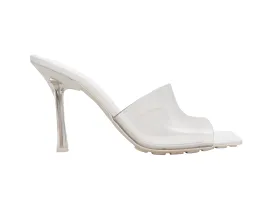 White & Clear Bottega Veneta PVC Heeled Slide Sandals Size 40