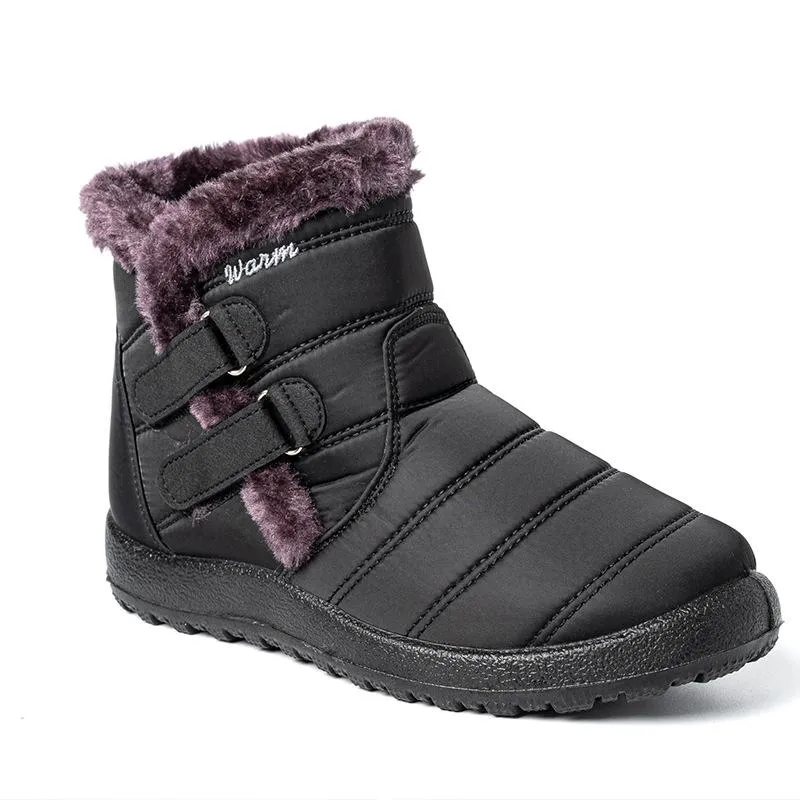 Women waterproof soft winter faux fur keep warm short snow boots