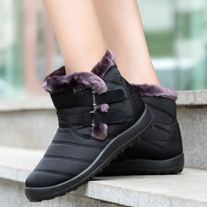 Women waterproof soft winter faux fur keep warm short snow boots