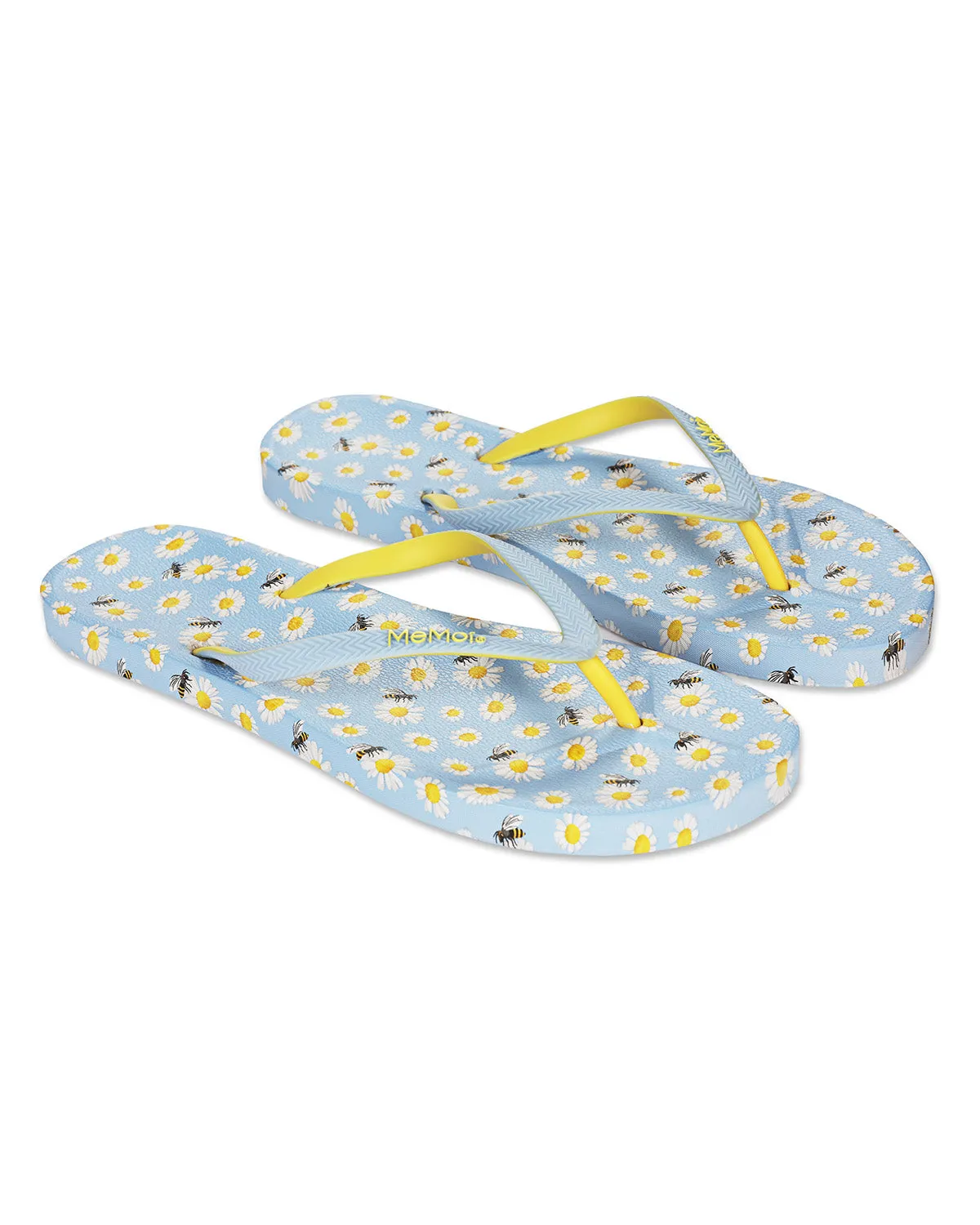 Women's Daisy & Bees Flip Flops & Mesh Bag Set