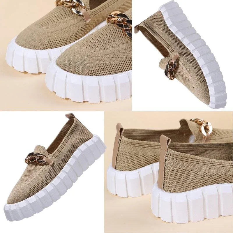 Women's Gold Chain Loafers for Comfy Walks