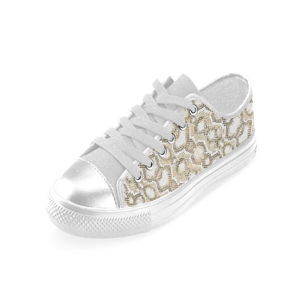 Women's Golden Snake Print Low Top Canvas Shoes