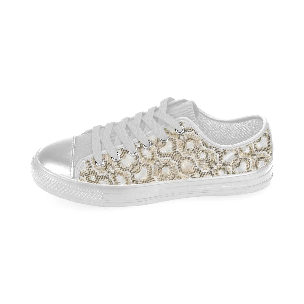 Women's Golden Snake Print Low Top Canvas Shoes