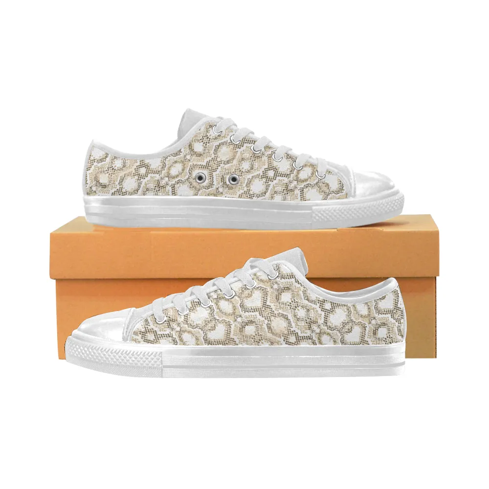 Women's Golden Snake Print Low Top Canvas Shoes